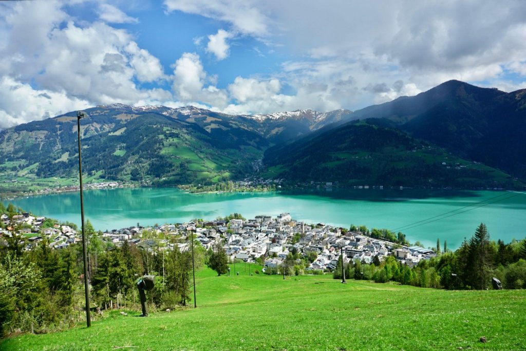 Zell am See alpine village and lake Austria