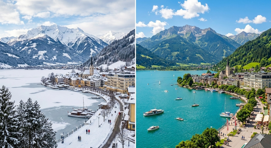 Zell am See alpine village and lake Austria